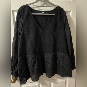 NWOT Old Navy Black Women's Top - Puffy Sleeves, Size 4X